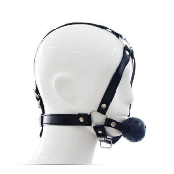 Imbracatura viso con morso head harness ball gag fetish bondage nero black costrittivo