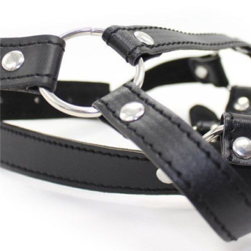 Imbracatura per testa con anello head harness ring gag ball morso bondage fetish nero