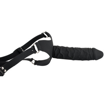 Fallo dildo indossabile strap on realistico vaginale anale in silicone nero per donna