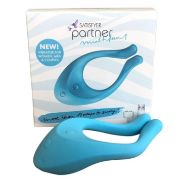 vibratore vaginale in silicone per coppia stimolatore doppio clitoride satisfyer partner blu