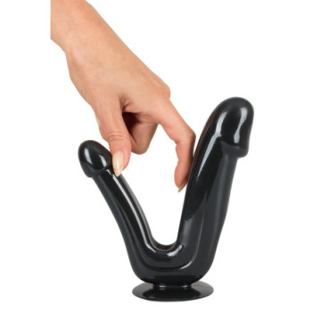 Fallo nero doppio dildo vaginale anale realistico con ventosa naughty toys