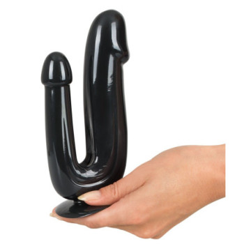 Fallo nero doppio dildo vaginale anale realistico con ventosa naughty toys