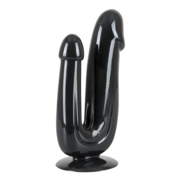 Fallo nero doppio dildo vaginale anale realistico con ventosa naughty toys