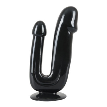 Fallo nero doppio dildo vaginale anale realistico con ventosa naughty toys