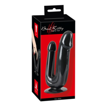 Fallo nero doppio dildo vaginale anale realistico con ventosa naughty toys