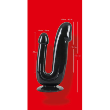 Fallo nero doppio dildo vaginale anale realistico con ventosa naughty toys