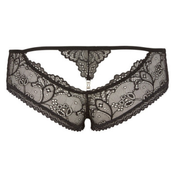 Slip sexy in pizzo trasparente per donna coulotte con strass mutande nere