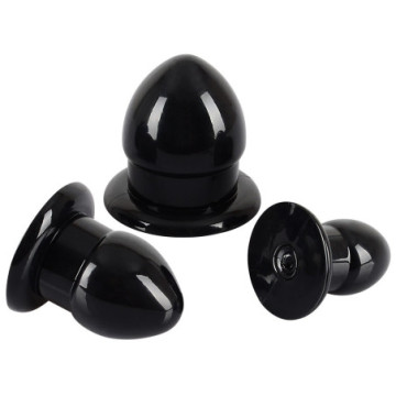 Kit 3pz fallo anale plug set mini medium maxi dildo anal sex toys nero black butt