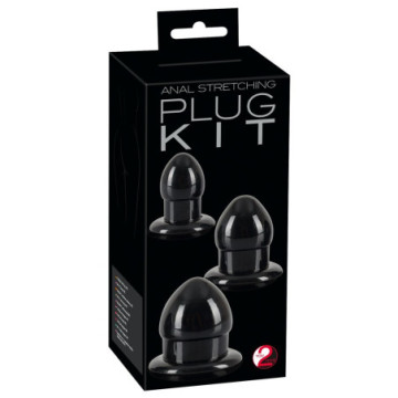 Kit 3pz fallo anale plug set mini medium maxi dildo anal sex toys nero black butt