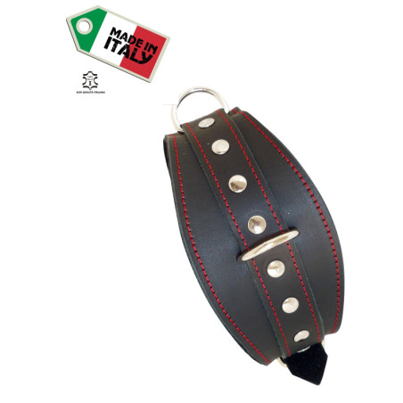 Collare fetish in pelle cuoio con velcro strap made in italy